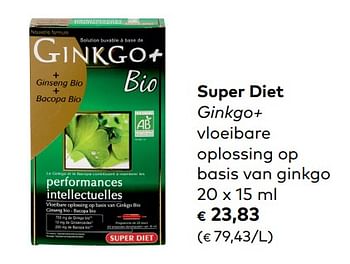 Promoties Super diet ginkgo+ vloeibare oplossing op basis van ginkgo - Ginkgo - Geldig van 06/06/2018 tot 03/07/2018 bij Bioplanet