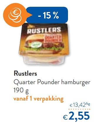 Promotions Rustlers quarter pounder hamburger - Rustlers - Valide de 06/06/2018 à 19/06/2018 chez OKay