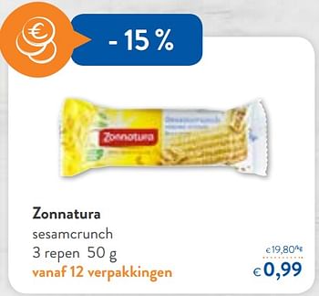 Promoties Zonnatura sesamcrunch - Zonnatura - Geldig van 06/06/2018 tot 19/06/2018 bij OKay