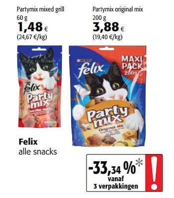 Promoties Felix alle snacks - Purina - Geldig van 06/06/2018 tot 19/06/2018 bij Colruyt