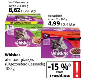 Promoties Whiskas alle maaltijdzakjes - Whiskas - Geldig van 06/06/2018 tot 19/06/2018 bij Colruyt