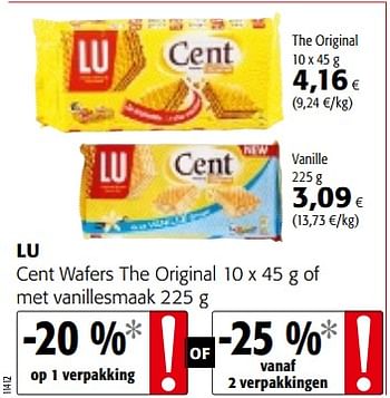 Promoties Lu cent wafers the original of met vanillesmaak - Lu - Geldig van 06/06/2018 tot 19/06/2018 bij Colruyt