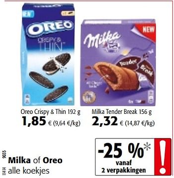 Promoties Milka of oreo alle koekjes - Milka - Geldig van 06/06/2018 tot 19/06/2018 bij Colruyt