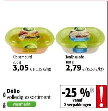 Promoties Délio volledig assortiment - Delio - Geldig van 06/06/2018 tot 19/06/2018 bij Colruyt