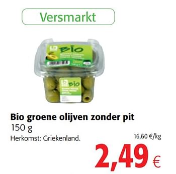 Promoties Bio groene olijven zonder pit - Boni - Geldig van 06/06/2018 tot 19/06/2018 bij Colruyt