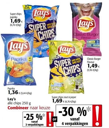 Promoties Lay`s alle chips - Lay's - Geldig van 06/06/2018 tot 19/06/2018 bij Colruyt