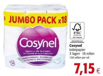 Promoties Cosynel toiletpapier - Cosynel - Geldig van 06/06/2018 tot 19/06/2018 bij Colruyt