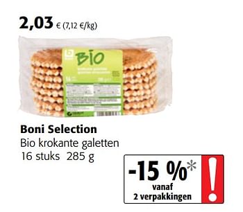 Promoties Boni selection bio krokante galetten - Boni - Geldig van 06/06/2018 tot 19/06/2018 bij Colruyt