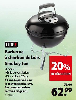 Promoties Barbecue à charbon de bois smokey joe - Weber - Geldig van 13/06/2018 tot 25/06/2018 bij Gamma