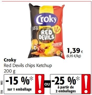 Promotions Croky red devils chips ketchup - Croky - Valide de 06/06/2018 à 19/06/2018 chez Colruyt