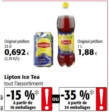 Promotions Lipton ice tea tout l`assortiment - Lipton - Valide de 06/06/2018 à 19/06/2018 chez Colruyt