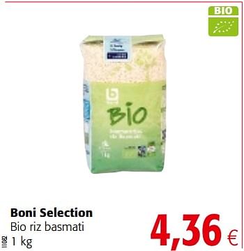 Promotions Boni selection bio riz basmati - Boni - Valide de 06/06/2018 à 19/06/2018 chez Colruyt