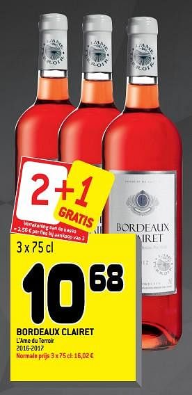 Promotions Bordeaux clairet l`ame du terroir 2016-2017 - Vins rosé - Valide de 06/06/2018 à 19/06/2018 chez Match