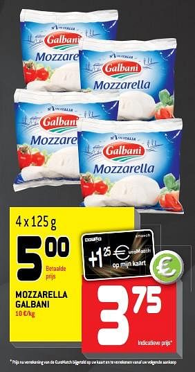 Promoties Mozzarella galbani - Galbani - Geldig van 06/06/2018 tot 19/06/2018 bij Match