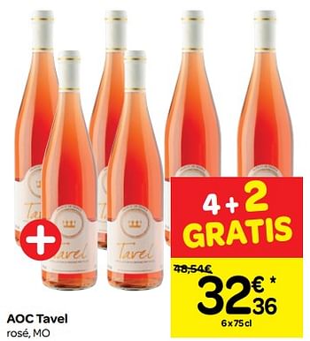 Promotions Aoc tavel rosé, mo - Vins rosé - Valide de 06/06/2018 à 18/06/2018 chez Carrefour