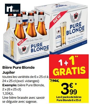 Promoties Bière pure blonde jupiler - Jupiler - Geldig van 06/06/2018 tot 18/06/2018 bij Carrefour