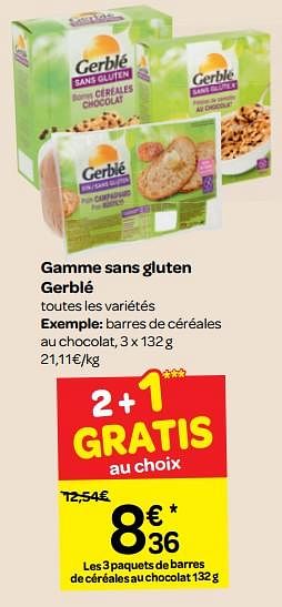 Promoties Gamme sans gluten gerblé - Gerblé - Geldig van 06/06/2018 tot 18/06/2018 bij Carrefour