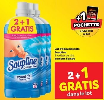 Promotions Lot d`adoucissants soupline - Soupline - Valide de 06/06/2018 à 18/06/2018 chez Carrefour