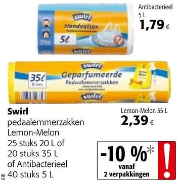 Promoties Swirl pedaalemmerzakken lemon-melon of antibacterieel - Swirl - Geldig van 06/06/2018 tot 19/06/2018 bij Colruyt