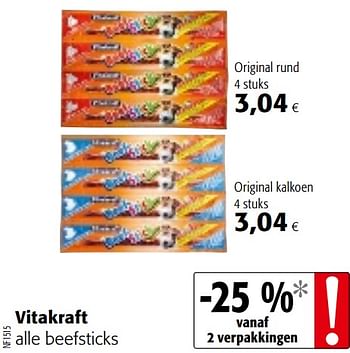 Promoties Vitakraft alle beefsticks - Vitakraft - Geldig van 06/06/2018 tot 19/06/2018 bij Colruyt