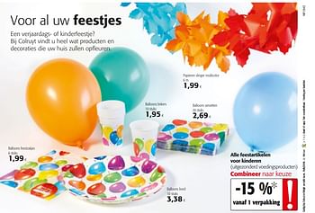 Promoties Alle feestartikelen voor kinderen - Huismerk - Colruyt - Geldig van 06/06/2018 tot 19/06/2018 bij Colruyt