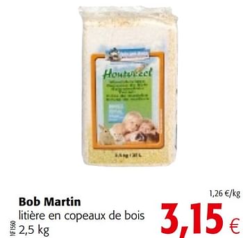 Promotions Bob martin litière en copeaux de bois - Bob Martin - Valide de 06/06/2018 à 19/06/2018 chez Colruyt