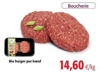 Promotions Bio burger pur boeuf - Produit maison - Colruyt - Valide de 06/06/2018 à 19/06/2018 chez Colruyt