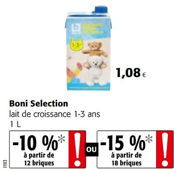 Promotions Boni selection lait de croissance 1-3 ans - Boni - Valide de 06/06/2018 à 19/06/2018 chez Colruyt