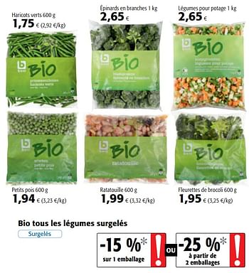 Promoties Bio tous les légumes surgelés - Boni - Geldig van 06/06/2018 tot 19/06/2018 bij Colruyt