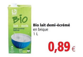 Promoties Bio lait demi-écrémé - Boni - Geldig van 06/06/2018 tot 19/06/2018 bij Colruyt
