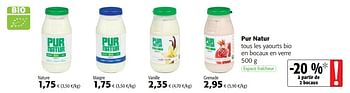 Promotions Pur natur tous les yaourts bio en bocaux en verre - Pur Natur - Valide de 06/06/2018 à 19/06/2018 chez Colruyt
