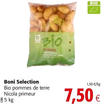 Promotions Boni selection bio pommes de terre nicola primeur - Boni - Valide de 06/06/2018 à 19/06/2018 chez Colruyt