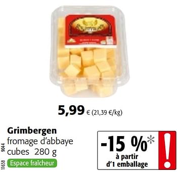 Promotions Grimbergen fromage d`abbaye cubes - Grimbergen - Valide de 06/06/2018 à 19/06/2018 chez Colruyt