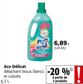 Promotions Ace délicat détachant tissus blancs et colorés - Ace delicat - Valide de 06/06/2018 à 19/06/2018 chez Colruyt