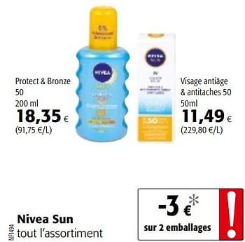 Promoties Nivea sun tout l`assortiment - Nivea - Geldig van 06/06/2018 tot 19/06/2018 bij Colruyt