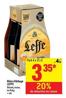 Promotions Bière d`abbaye leffe blonde, brune, ou ruby - Leffe - Valide de 06/06/2018 à 19/06/2018 chez Match