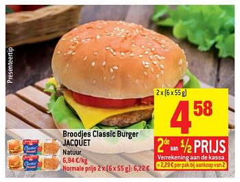 Promoties Broodjes classic burger jacquet natuur - Jacquet - Geldig van 13/06/2018 tot 19/06/2018 bij Match