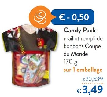 Promoties Candy pack maillot rempli de bonbons coupe du monde - Candypack - Geldig van 06/06/2018 tot 19/06/2018 bij OKay
