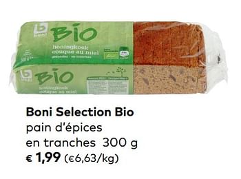 Promotions Boni selection bio pain d`épices - Boni - Valide de 06/06/2018 à 03/07/2018 chez Bioplanet