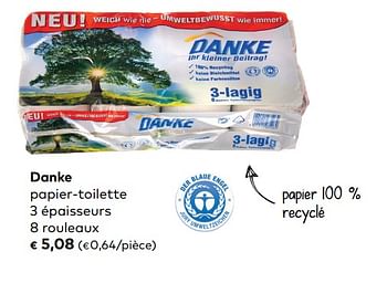 Promotions Danke papier-toilette - Danke - Valide de 06/06/2018 à 03/07/2018 chez Bioplanet