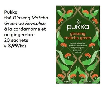 Promotions Pukka thé ginseng matcha green ou revitalise à la cardamome et au gingembre - Pukka - Valide de 06/06/2018 à 03/07/2018 chez Bioplanet