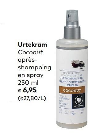 Promoties Urtekram coconut aprèsshampoing en spray - Urtekram - Geldig van 06/06/2018 tot 03/07/2018 bij Bioplanet