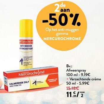 Promoties Afweerspray + verzachtende crème - Mercurochrome - Geldig van 06/06/2018 tot 19/06/2018 bij DI