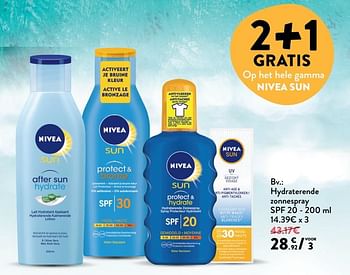 Promoties Hydraterende zonnespray spf 20 - Nivea - Geldig van 06/06/2018 tot 19/06/2018 bij DI