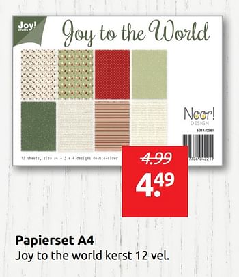 Promoties Papierset a4 joy to the world kerst - Joy! Crafts - Geldig van 10/06/2018 tot 16/06/2018 bij BoekenVoordeel