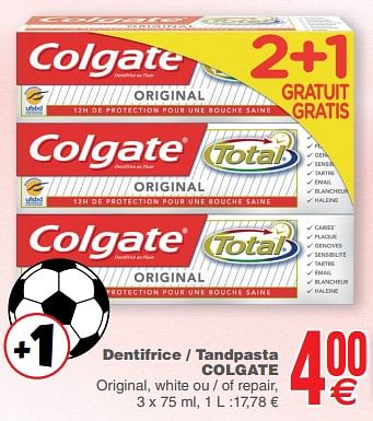Promoties Dentifrice - tandpasta colgate - Colgate - Geldig van 12/06/2018 tot 18/06/2018 bij Cora