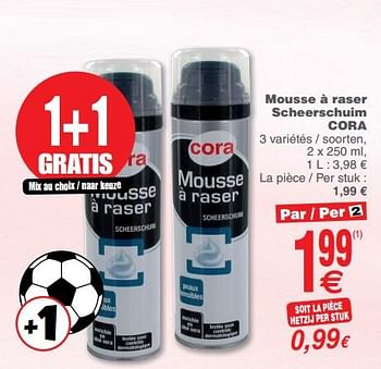 Promoties Mousse à raser scheerschuim cora - Huismerk - Cora - Geldig van 12/06/2018 tot 18/06/2018 bij Cora