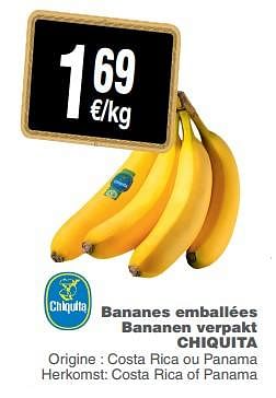 Promoties Bananes emballées bananen verpakt chiquita - Chiquita - Geldig van 12/06/2018 tot 18/06/2018 bij Cora