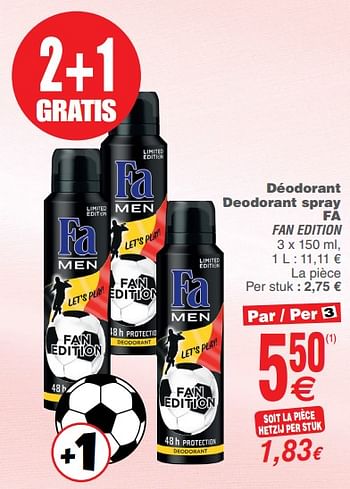 Promotions Déodorant deodorant spray fa fan edition - Fa - Valide de 12/06/2018 à 18/06/2018 chez Cora
