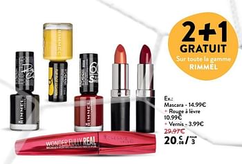 Promotions Mascara + rouge à lèvre + vernis - Rimmel - Valide de 06/06/2018 à 19/06/2018 chez DI